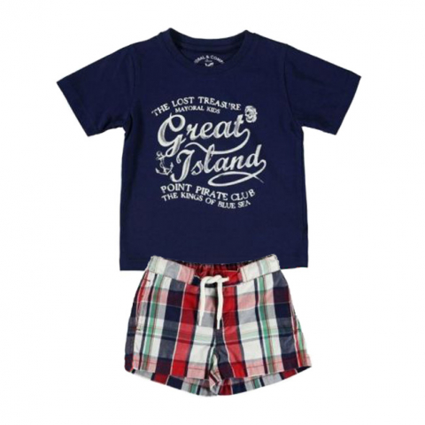Játékok 3-5 éveseknek - Set tricou bleumarin si short baie (3659), 4 ani / 104 cm