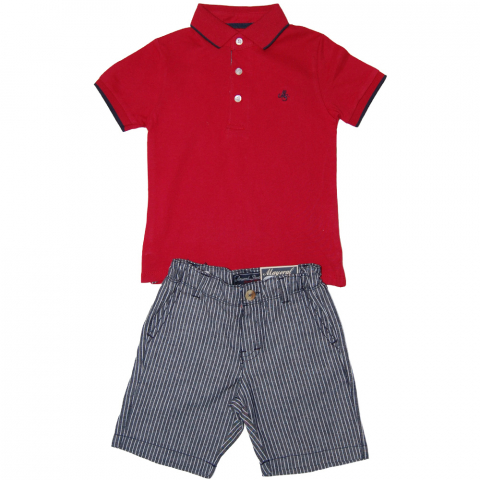 Játékok 6-8 éveseknek - Set tricou polo rosu si pantaloni scurti (3215), 8 ani / 128 cm