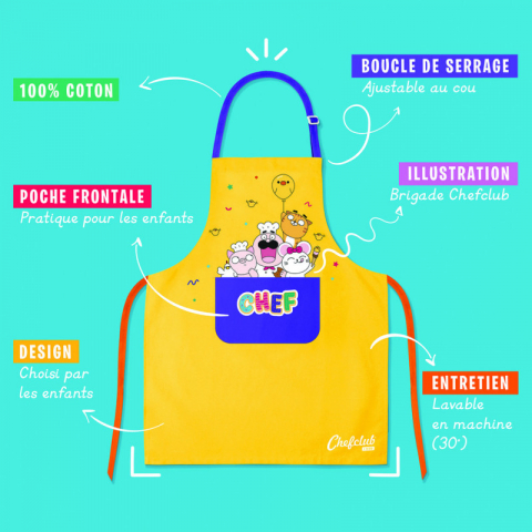 Chefclub kids-Sort de bucatarie pentru copii galben, Chefclub Kids [2]