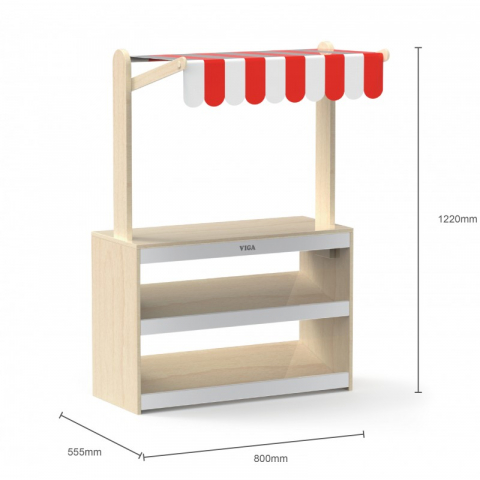 Stand de Magazin din Lemn VIGA – Jucărie Montessori pentru Joc de Rol, Structură Solidă și Design Atrăgător [2]