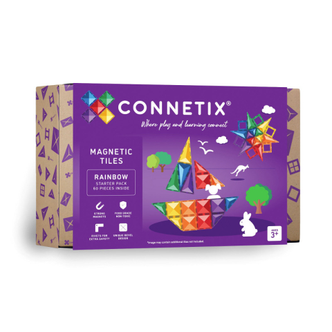 Akciók - Starter Pack Connetix Rainbow, 60 Piese – Set Magnetic pentru Incepatori, Jucarii Educative STEM