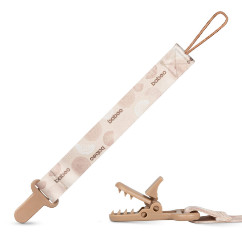 Suport Pentru Suzeta Din Material Textil Culoarea Piersica Baboo, 0 luni+ [2]