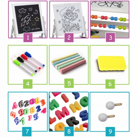 Tabla educationala cu doua fete si accesorii Ricokids RK-800, 101 x 54 x 55 cm, Gri [3]