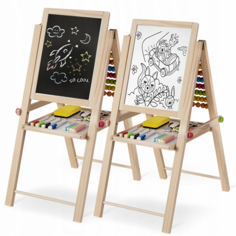 Ricokids-Tabla educationala cu doua fete si accesorii Ricokids RK-803, 66 x 45 x 32 cm, Natur [1]