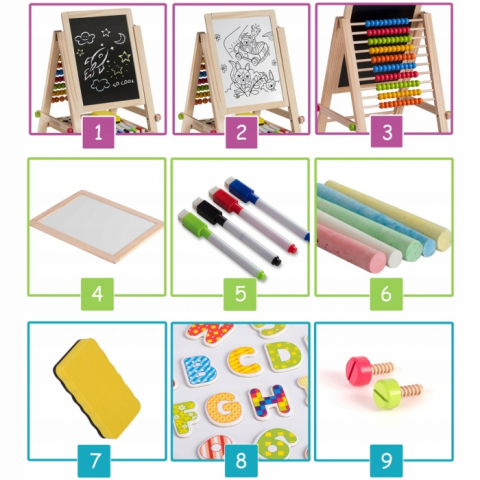 Ricokids-Tabla educationala cu doua fete si accesorii Ricokids RK-803, 66 x 45 x 32 cm, Natur [3]