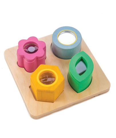 Oktató játékok - Tabla senzoriala cu efecte vizuale, din lemn premium - Audio Sensory Tray - 5 piese - Tender Leaf Toys