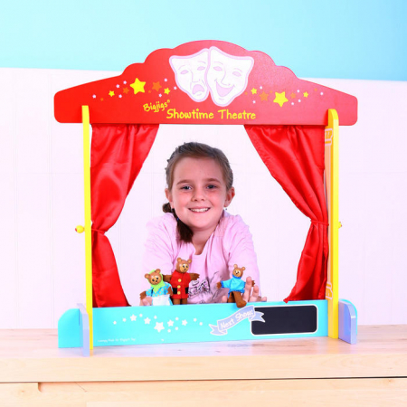Toate jucariile - BigJigs-Teatru-de-papusi-din-lemn