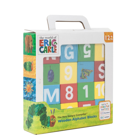 Jucarii 1-3 ani - Rainbow Designs-The Very Hungry Caterpillar | Joc 16 cuburi din lemn