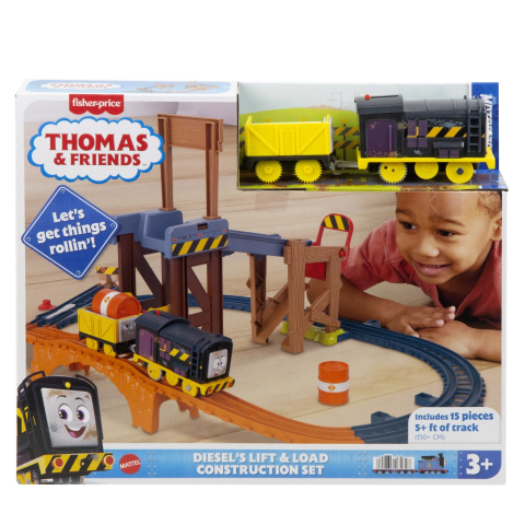 Jucarii educative - Mattel-Thomas Set De Constructie Ridica Si Incarca Marfa Cu Diesel 