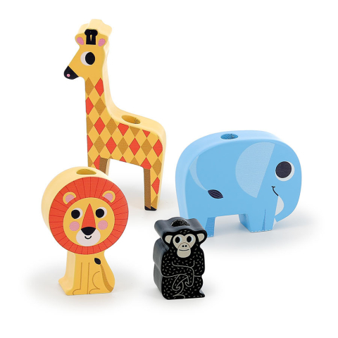 Tractor cu 4 animale - Jucarie de stivuire din lemn - Vilac [3]