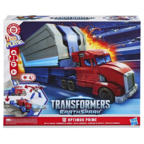 Jucarii educative - Hasbro-Transformers Earthspark Camion Cu Remorca De Lupta Optimus Prime