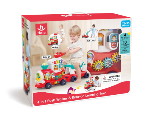 Jucarii educative - Jucarii Bebe-Trenulet 4 In 1 Rosu