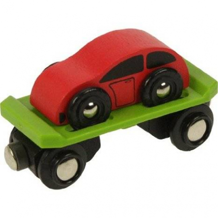 Jucarii +3 Ani - BigJigs-Trenulet-cu-platforma-auto