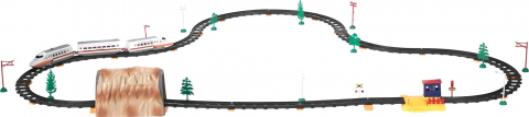 Trenulet-de-jucarie-pentru-copii,-electric,-functionare-cu-baterii,-2-locomotive-si-1-vagon-pasageri,-80-piese-incluse,-lungime-traseu-450-cm,-cu-tunel-si-gara-RS-Toys
