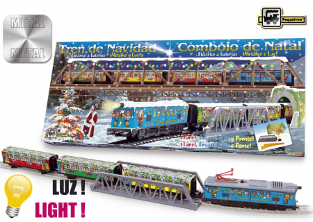 Pequetren-Trenulet electric Christmas cu lumina, pod si tunel [1]