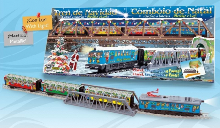 Pequetren-Trenulet electric Christmas cu lumina, pod si tunel [2]