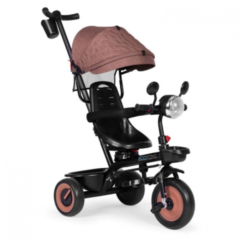 Oktató játékok - Tricicleta 3 in 1 pentru copii scaun rotativ 360a° roti din spuma EVA Ecotoys WQL-066-51 - Bej