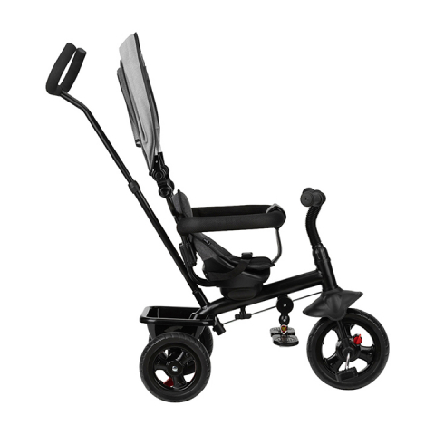 Tricicleta 5 in 1, MoMi IRIS Grey, Scaun rotativ 360, Suport pentru picioare detasabil [2]