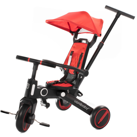 Jucarii 3-5 ani - Uonibaby-Tricicleta Uonibaby 3 in 1, Pliabila si Reversibila - Red