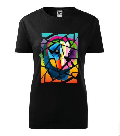 Cadouri personalizate - Bebeluc Print-Tricou Personalizat cu Bufniță Abstractă în Culori Neon – Design Geometric Unic