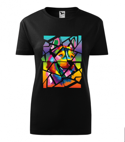 Cadouri personalizate - Bebeluc Print-Tricou Personalizat cu Design Geometric de Câine Colorat - Artă Modernă și Stil Unic