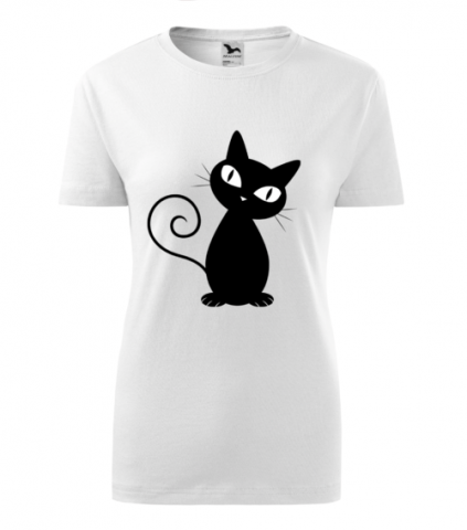 Cadouri personalizate - Bebeluc Print-Tricou Personalizat cu Pisică Neagră - Design Minimalist și Jucăuș