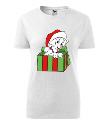 Személyre szabott ajándékok - Tricou Personalizat de Crăciun cu Cățel și Cutie Cadou - Design Festiv