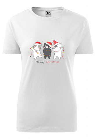 Személyre szabott ajándékok - Tricou Personalizat de Crăciun cu Pisici și Mesaj Meowy Christmas
