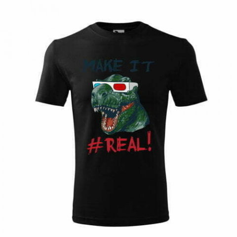 Személyre szabott ajándékok - Tricou Personalizat Make It Real cu Dinozaur - Design Modern și Jucăuș
