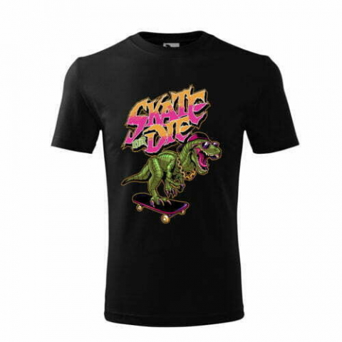 Személyre szabott ajándékok - Tricou Personalizat Skate or Die cu Dinozaur pe Skateboard - Design Urban și Cool