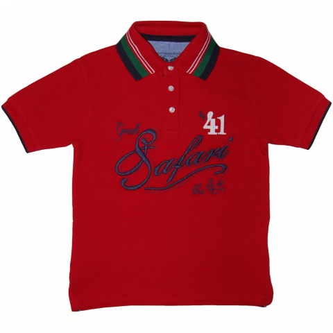 Jucarii 6-8 ani - Mayoral-Tricou polo rosu cu maneca scurta si imprimeu (3113), 7 ani / 122 cm