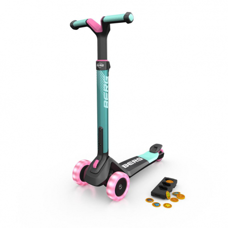 Trotinete copii - Berg Toys-Trotineta BERG Nexo Mint Pliabila cu Lumini si Magnet
