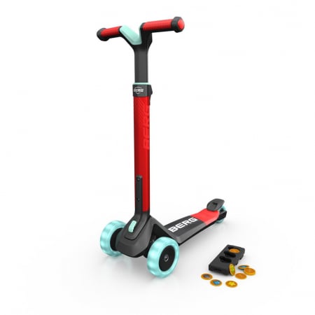 Trotinete copii - Berg Toys-Trotineta BERG Nexo Rosu Pliabila cu Lumini si Magnet