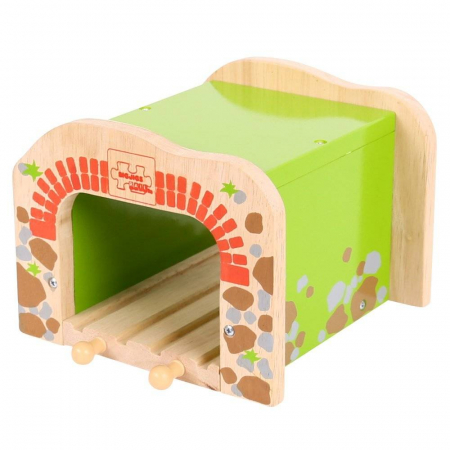 Toate jucariile - BigJigs-Tunel-dublu-accesoriu-traseu-sine-de-lemn