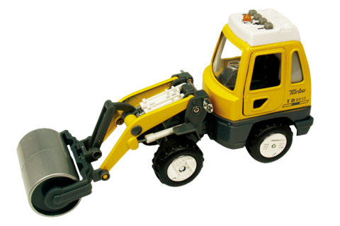 Jucarii educative - Goki-Utilaj de constructii de jucarie cu sunete si lumini, 16-18 cm, cilindru compactor