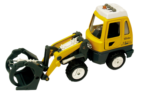 Jucarii educative - Goki-Utilaj de constructii de jucarie cu sunete si lumini, 16-18 cm, incarcator frontal cu furci