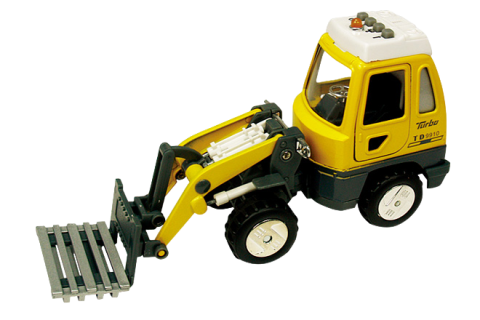 Jucarii educative - Goki-Utilaj de constructii de jucarie cu sunete si lumini, 16-18 cm, stivuitor metalic