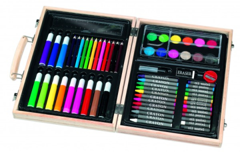 Oktató játékok - Valiza lemn RS Toys 60 accesorii pentru desen