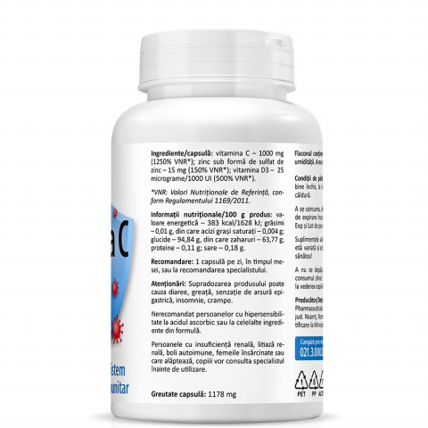 Vitamina C +D3 +Zn, 60 capsule, Zenyth [2]