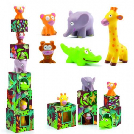 Cadouri botez - Djeco-Maxi-Topanijungle-Joc-cu-cuburi-si-figurine
