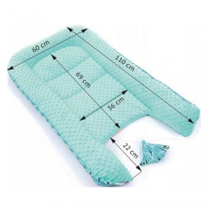 Set Premium Baby Nest Velvet, cuib bebelusi cu perna si pilota, Green Forest, BebePrice [3]