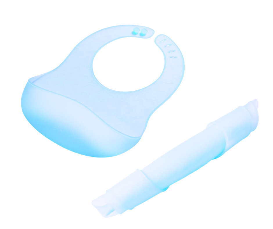 Baveta din silicon cu buzunar, impermeabila, fara BPA, Blue, BebePrice [3]