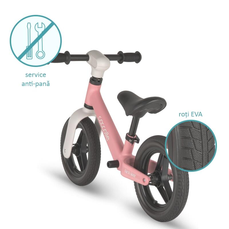 BBP-325010210 Bicicleta fara pedale First Way Blush Pink manevrare cu o singura mana si 45 50 cm BebePrice.ro [6]
