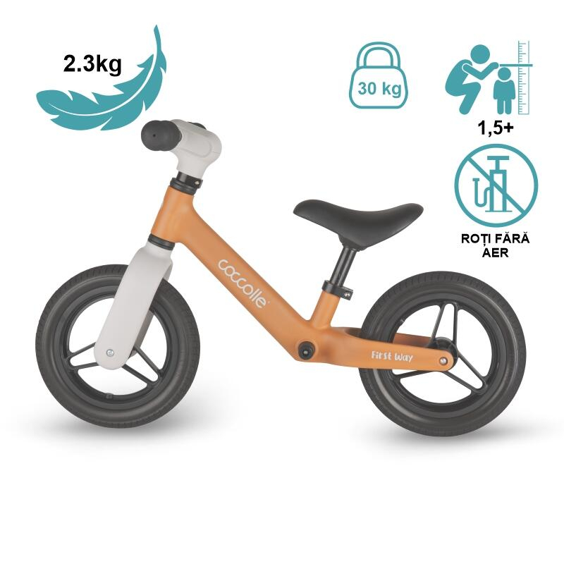 BBP-325010243 Bicicleta fara pedale First Way Cookie Beige manevrare cu o singura mana si 45 50 cm BebePrice.ro [14]