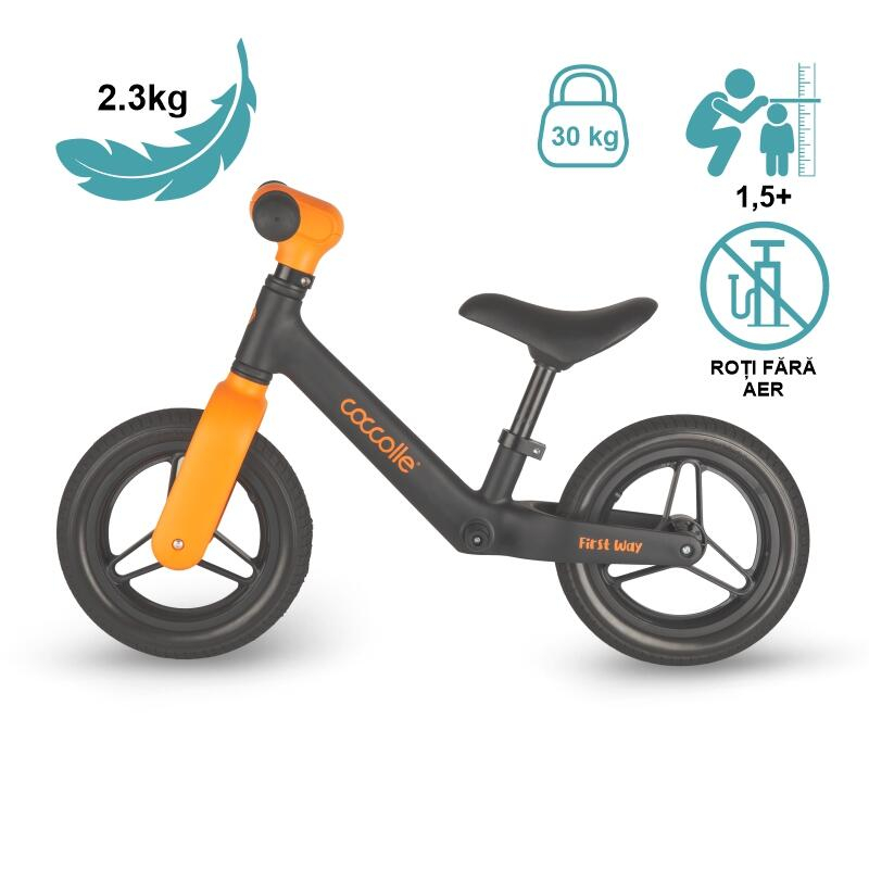 BBP-325010260 Bicicleta fara pedale First Way Orange Shadow manevrare cu o singura mana si 45 50 cm BebePrice.ro [14]