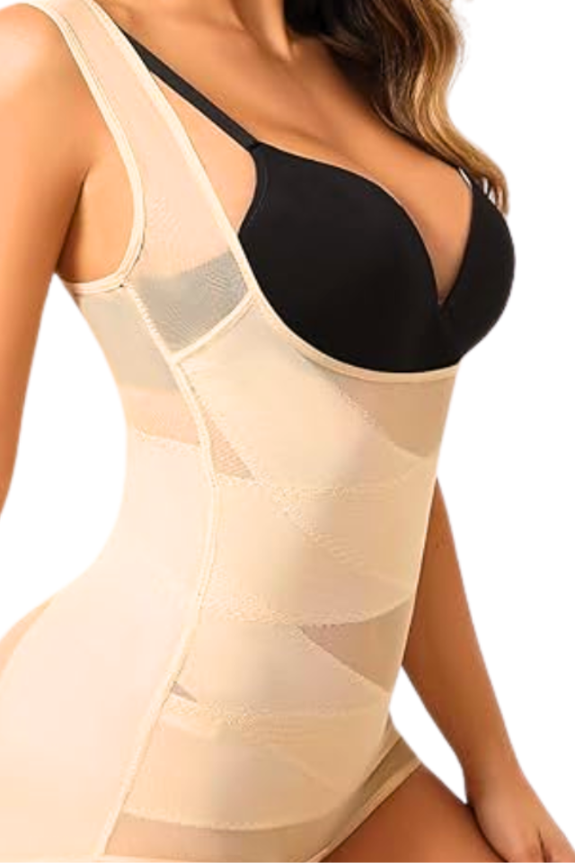 Body modelator, invisi, efect push-up si aplatizare talie, compresie ridicata, DivineFit, Beige, BebePrice [6]