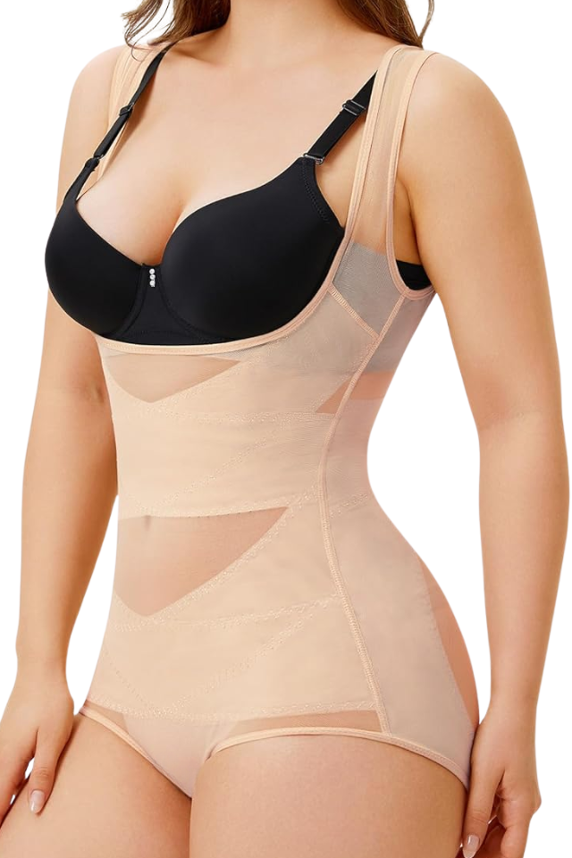 Body modelator, invisi, efect push-up si aplatizare talie, compresie ridicata, DivineFit, Beige, BebePrice [8]