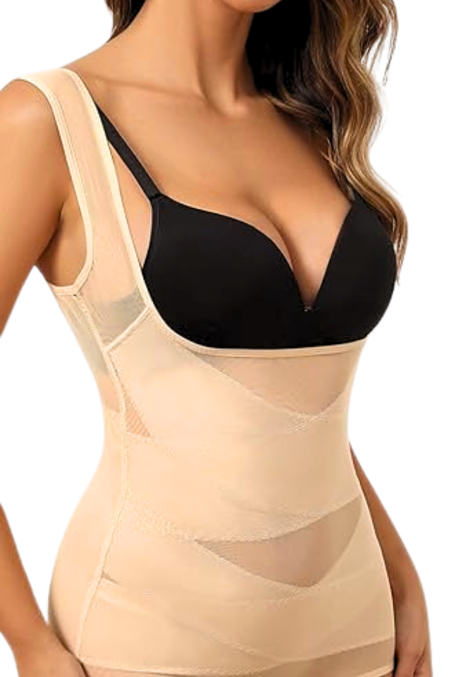 Body modelator, invisi, efect push-up si aplatizare talie, compresie ridicata, DivineFit, Beige, BebePrice [9]