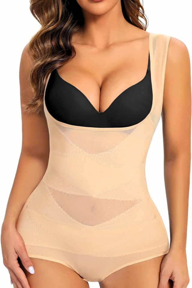 Body modelator, invisi, efect push-up si aplatizare talie, compresie ridicata, DivineFit, Beige, BebePrice [2]