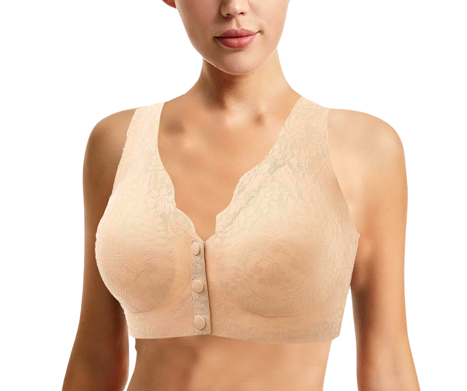 Sutien din dantela, deschidere in fata, Invisi Delicate, Soft Beige, BebePrice [6]